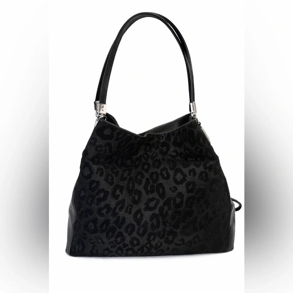 SOLDCoach Madison Phoebe Shoulder Bag Black Ocelot Leopard Print Chenille Leathe - Picture 13 of 13